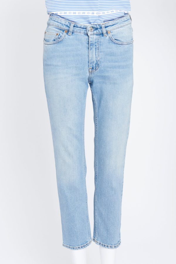 Light Washed Blue Denim Cropped Trousers Sale