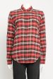 2018 Red & Black Viscose Blend Preowned Check Flannel Shirt For Sale