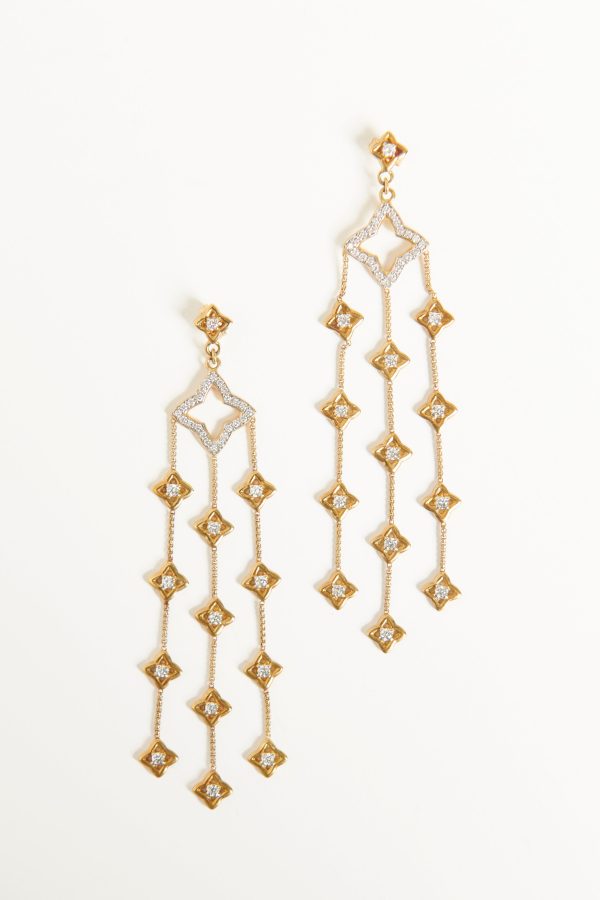 18K Yellow Gold Preowned Quatrefoil Chain earrings Cheap