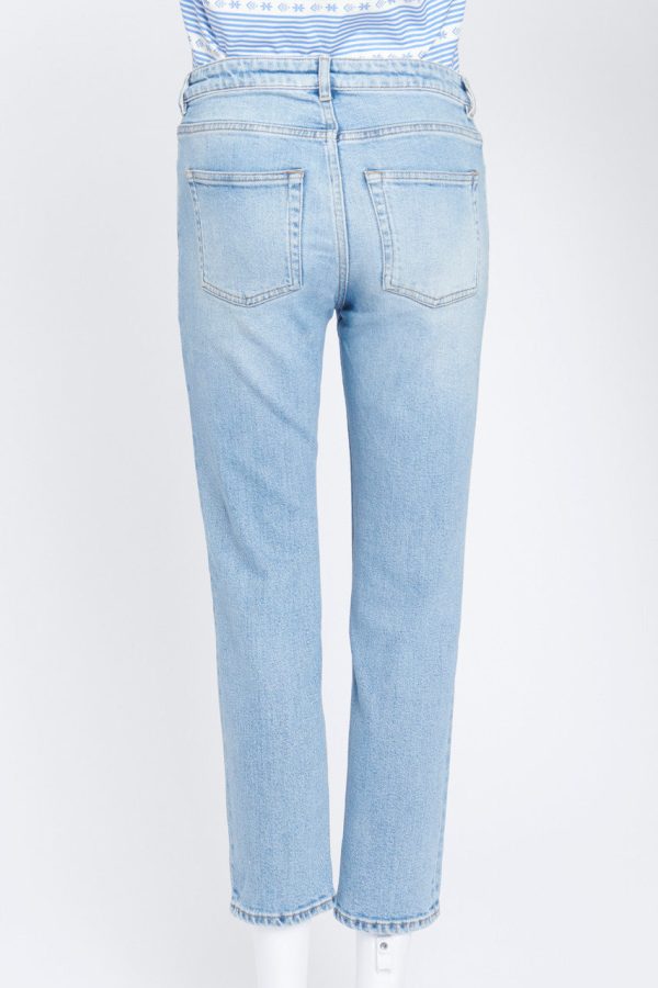 Light Washed Blue Denim Cropped Trousers Sale