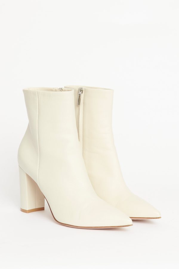 Off White Leather Preowned Piper 85 Boots Hot on Sale