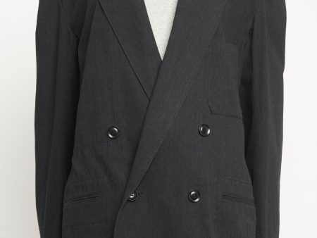 Black Cotton Double Breasted Preowned Blazer Online now