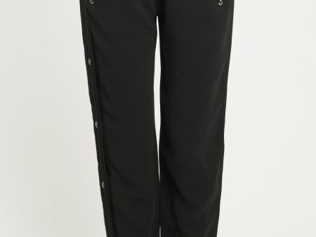 Black Triacetate Blend Preowned Cuffed Trousers Online now