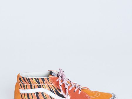 Aries X Vans Tiger Print Sk8 Preowned Mid Top Sneakers For Cheap