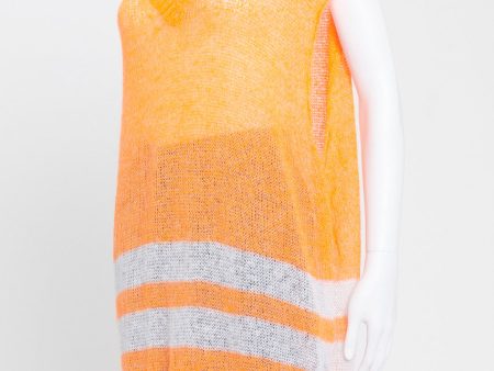 Neon Orange Mohair-Blend Preowned Sweater Vest Hot on Sale