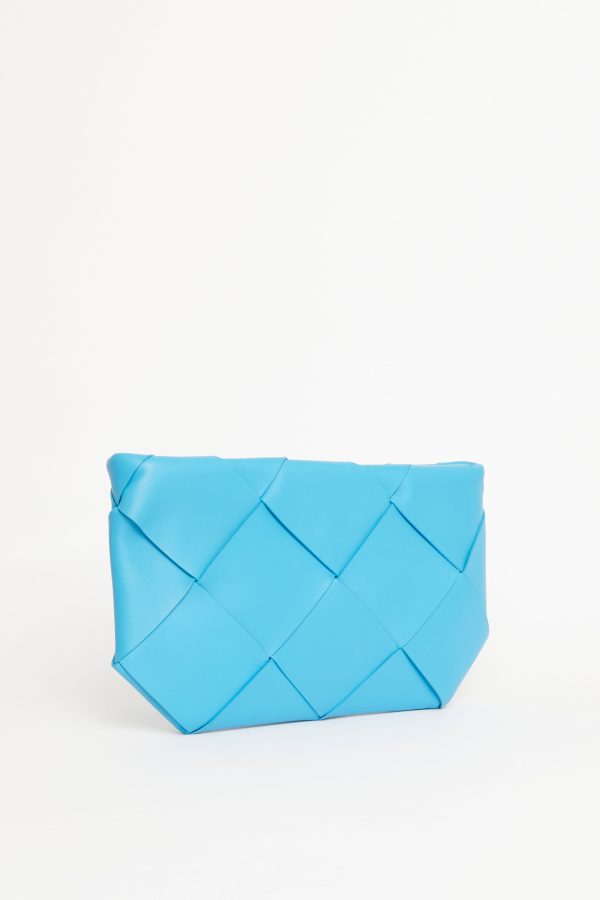 Blue Swimmi Lambskin Preowned Intrecciato Pouch Clutch Bag Online