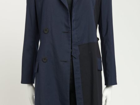 Navy and Black Double Breasted Preowned Coat Hot on Sale