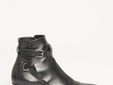 Black Leather Preowned Blake Ankle Boots For Discount