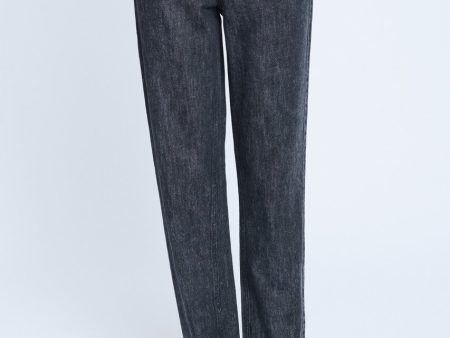 Black Washed Denim Straight Leg Jeans (XS) Online Sale