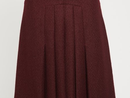 2001 Burgundy Wool Blend Preowned A-Line Skirt Discount