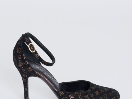 Black And Bronze Monogram Suede Preowned Heels on Sale