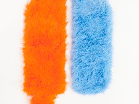 2011 Orange & Blue Faux Fur Preowned Colour Block Scarf Online