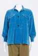 Blue Ribbed Button Down Top Cheap